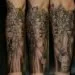 3d flower design tattoo grey for men
