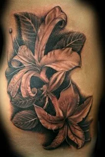 3d flower design tattoo grey for women